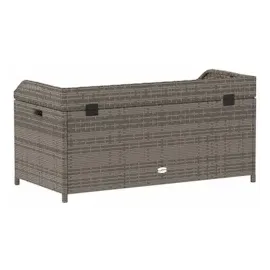 vidaXL Bank mit Stauraum Grau 100x50x52 cm Poly Rattan Akazienholz