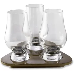 GLENCAIRN Whiskyglas Geschenkset 3 Stück mit Holztablett Tasting Set