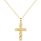 HOPLO Kreuzanhänger Anhänger Kreuz mit massiver Goldkette 1,1 mm 333-8 Karat Gold, Made in Germany 40 cm