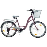 T&Y Trade 24 Zoll Kinder City Fahrrad Mädchenfahrrad Rad Bike Beleuchtung STVO Reflex Pink mit Weiß Shimano 6 Gang