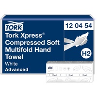 Tork Xpress komprimierte weiche Multifold-Papierhandtücher Weiß H2, Advanced, 2‐lagig, M‐Falz, groß, 12 x 200 Tücher, 120454