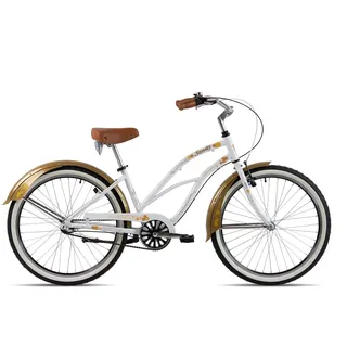 Chrisson Sandy Beachcruiser 26 Zoll Damen Herren 155 - 170 cm Beach Cruiser Fahrrad 3 Gang Nabenschaltung Strandfahrrad weiß/gold 41 cm