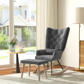 Homcom Schaukelsessel, Dunkelgrau, Kunststoff, 96x101x66 cm, Wohnzimmer, Sessel, Relaxsessel