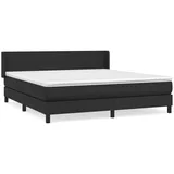 vidaXL Boxspringbett mit Matratze Schwarz 180x200 cm Kunstleder