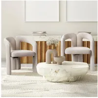 Merax Esszimmerstuhl aus Samt (2 St), Küchenstuhl, Polsterstuhl, Wohnzimmerstuhl Sessel mit Armlehne beige