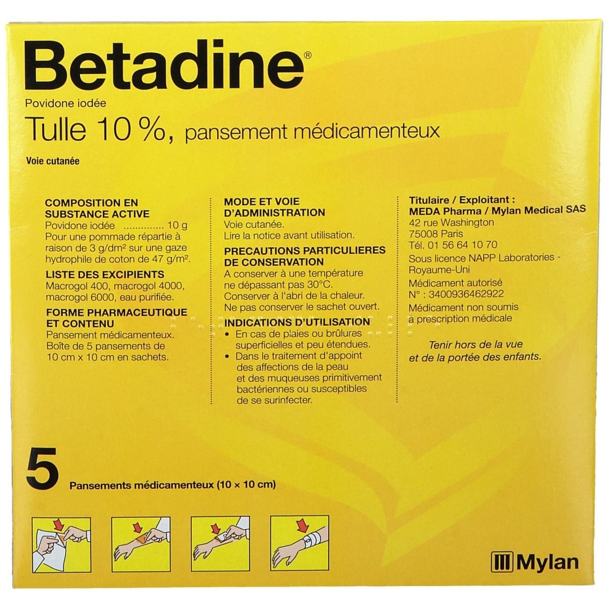 Betadine® Tulle 10 % 5 pc(s) Compresses