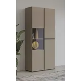 INOSIGN Vitrine »Cross, Höhe 183,5 cm, moderne grifflose Standvitrine mit 3 Türen«, Hochschrank mit viel Stauraum, Glastür und verstellbaren Einlegeböden, braun