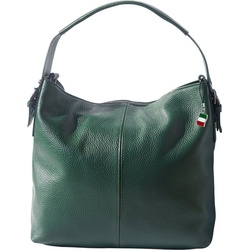 FLORENCE Schultertasche Florence Damentasche Leder Hobo Bag grün (Schultertasche), Damen Leder Schultertasche, Shopper, grün ca. 34cm grün