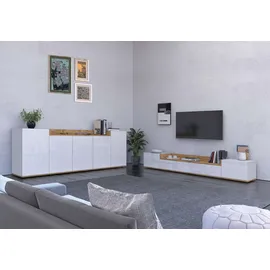 OTTO home BOLSENA 200 x 71,2 x 35 cm Weiß / Eiche Wotan