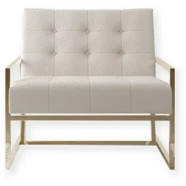 S-Style Loungesessel Tampa Bouclé 84 x 81 x 89 cm Beige/Gold
