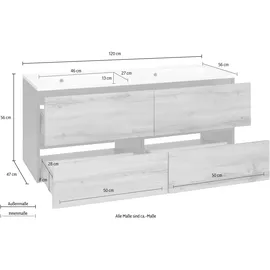 WELLTIME Waschbeckenunterschrank WELLTIME "Lucca", weiß, B:120cm H:56cm T:47cm, Schränke, Waschbeckenunterschrank, Badmöbel, Waschtisch inkl. Waschbecken, Breite 120 cm