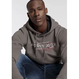 delmao Kapuzensweatshirt Langarm, lockere Passform, mit Print, mit Kapuze, Gr. XXL (60/62), grau, , 99344066-XXL