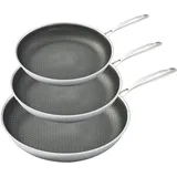 hensslers Pfannen-Set 3-tlg. 20 cm + 24 cm + 28 cm silber