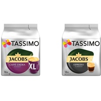 Tassimo Kapseln Jacobs Caffè Crema Intenso XL, 80 Kaffeekapseln, 5er Pack, 5 x 16 Getränke & Kapseln Jacobs Espresso Classico, 80 Kaffeekapseln, 5er Pack, 5 x 16 Getränke