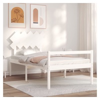 vidaXL Bett Seniorenbett mit Kopfteil 100x200 cm Weiß Massivholz weiß 105.5 cm x 205.5 cm x 80.5 cm