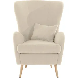 OTTO home Ohrensessel Salla Fellimitat 78 x 118 x 94 cm Beige mit Hocker