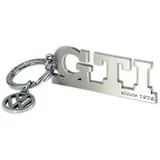 BRISA VW Collection - Volkswagen Metall Schlüssel-Anhänger-Ring Schlüsselbund-Accessoire Keyholder im GTI Design (Schriftzug Silber)