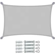 VOUNOT Sonnensegel Rechteckig mit Befestigung Set, 3x2m, Grau