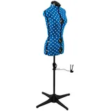 Sewing Online Verstellbare Schneiderpuppe Blau mit Punktmuster 8-Teilige | Zierlich (XS) [Größe EUR 34 bis 38]