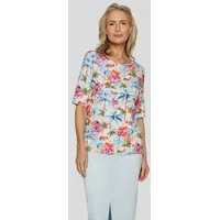 Rabe Rundhalsshirt, mit floralem Muster, orange