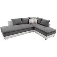 luma-home Federkern Ecksofa Doppelbett Dauerschläfer Bettkasten, Couch in Hell-Grau / Couches, Wohnlandschaften, Ecksofas