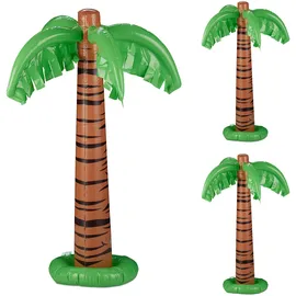 Relaxdays Aufblasbare Palme 3er Set 80 cm Grün/Braun