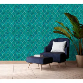 Queence Vinyltapete Aurora 90x300 cm 90 g Blau/Türkis