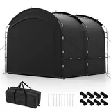 COSTWAY Fahrradgarage für 7-8 Fahrräder, Fahrradzelt wetterfest, Fahrradschuppen mit 2 Rolltüren, 2 Taschen & Tragetasche, Zeltgarage 254x215x192cm