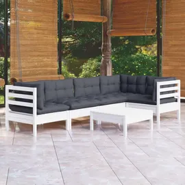 vidaXL Garten-Lounge-Set 6-tlg. weiß Kiefernholz