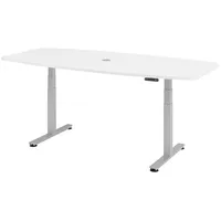 Bümö Konferenztisch, Weiß, Silber, Nachbildung, Oval, 220x74x103 cm, FSC