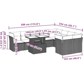 vidaXL Gartensofa-Set mit Kissen, braun, Polyrattan
