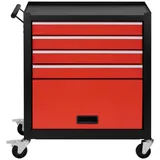 Werkstattwagen Tc-174001, Rot, Schwarz, Metall, Kunststoff, 33x74.5x61.6 cm, RoHS, Freizeit, Heimwerken, Werkzeugaufbewahrung