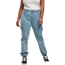 URBAN CLASSICS Ladies Organic Stretch Denim Cargo Pants - Blau