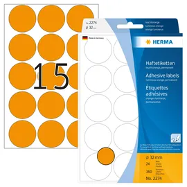 Herma Punktaufkleber Klebepunkte leuchtorange Ø 32 mm 360 St.