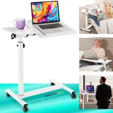 eloneo Bett- und Beistelltisch, höhenverstellbar 73-118 cm, mit Rollen, weiß