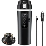 Elektrischer Reise-wasserkocher (12 V/24 V Dc), 400 Ml, Mit Auslaufsicherem Deckel, Innenauskleidung Aus Edelstahl 304, Tragbarer Kaffeebecher, Teebecher