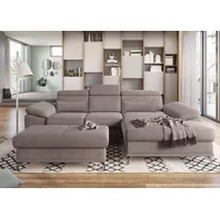 Ecksofa SIT & MORE "Cabrio L-Form, mit Sitztiefenverstellung, Arm- und Kopfteilverstellung", braun (savannah), B:295cm H:87cm T:180cm, 100% Polyester, Sofas, 2 Nierenkissen, Federkern, optional Bettfunktion und Stauraum