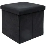 Intirilife Faltbarer SCHWARZ Textil, 38x38x38 cm Wohnzimmer, Hocker, Sitzhocker