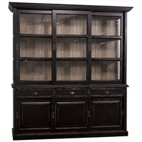 Casa Padrino Küchenbuffet Landhausstil Küchenschrank Antik Schwarz / Braun 206 x 53 x H. 219 cm - 2 Teiliger Küchenschrank mit 6 Schiebetüren und 3 Schubladen