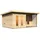 Karibu Saunahaus Mainburg 5 mit Vorraum - 38 mm naturbelassen Set B (Sauna B 2,25 x T 1,9 m mit 3 Liegen 57/52 cm) Ohne Ofen