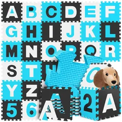KIDIZ® 86 teilige Puzzlematte Kinderspielteppich Spielmatte Spielteppich Schaumstoffmatte Kinderteppich, Puzzle Zahlen und Buchstaben Schutzmatte