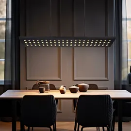 GLOBO Led Hängeleuchte Pendelleuchte Esstischleuchte Wohnzimmerlampe, Metall schwarz Holz, 3 Stufen Dimmer Memoryfunktion, 40w 2000lm 3000k warmweiß, H 120 cm