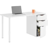 HOGAR24 Schreibtisch Filadelfia, Wendbarer Bürotisch, Studiertisch mit Kommode mit 2 Schubladen und 1 Tür, cm 138x60h74, weiß,
