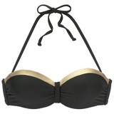 LASCANA Bügel-Bandeau-Bikini-Top Damen schwarz-goldfarben, Gr.46 Cup C,