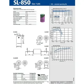 Tadiran Batteries Tadiran LTC SL-850/S 1/2 AA Mignon System Lithium Thionyl Chloride