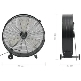 vidaXL Trommelventilator 77 cm Bodenventilator Schwarz