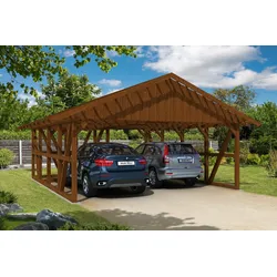 Skan Holz Schwarzwald Doppel 684x772cm Dachlatt.nussbaum inkl.kl.Abstellraum Holzcarport