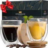 heidenfeld Original Königsglas Swing doppelwandige Gläser Set (2x 250 ml) - Latte Macchiato Gläser - Design Premium Glas - Cocktailgläser - Kaffe & Cappuccino Tassen - Teegläser Set - Thermogläser