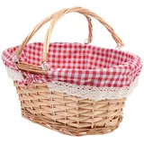 BESTonZON Picknickkorb Rattan Korb Obstkorb Einkaufskorb: Weidenkorb Geflochtener Korb mit Liner Henkelkorb Dekokorb Geschenkkorb Aufbewahrungskorb für Picknick Camping Hochzeit Party Dekoration
