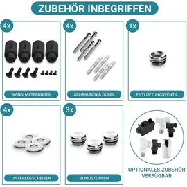 VILSTEIN Badheizkörper 1200 x 450 mm 564 W schwarz Mittelventil